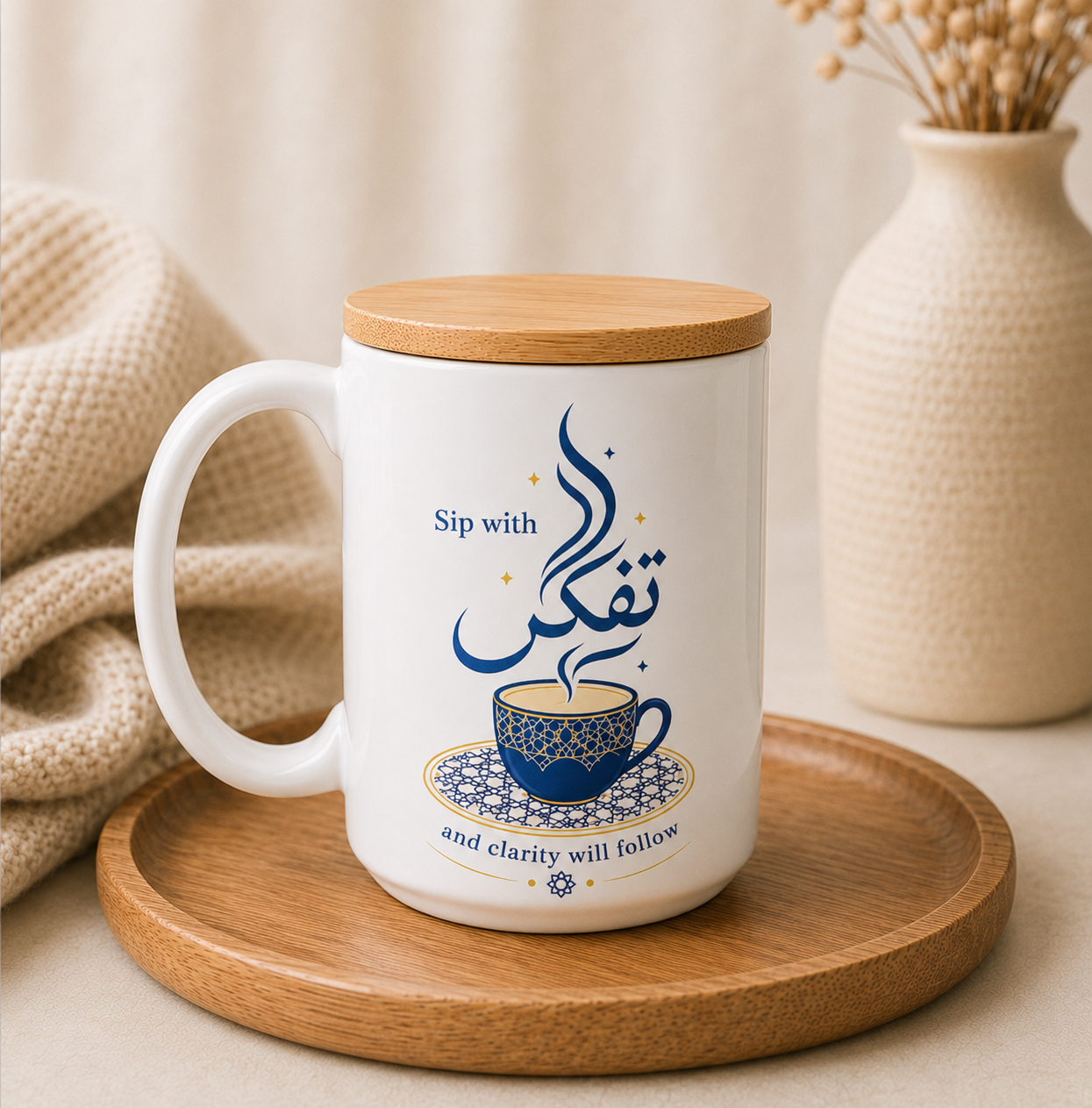 Sip with Taffakur Mug | Islamic Gratitude Mug | 15oz Ceramic Gift