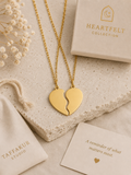 18K Gold PVD Stainless Steel Break Apart  Heart Necklace Set - GOLD