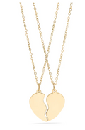 18K Gold PVD Stainless Steel Break Apart  Heart Necklace Set - GOLD